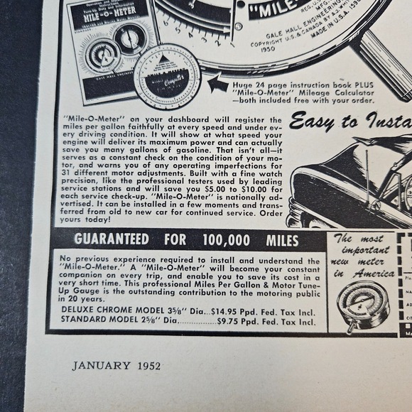 1952 Gale Hall Engineering Mile-O-Meter Tune-Up Gauge Vintage Print Ad Boston MA - Picture 3 of 5